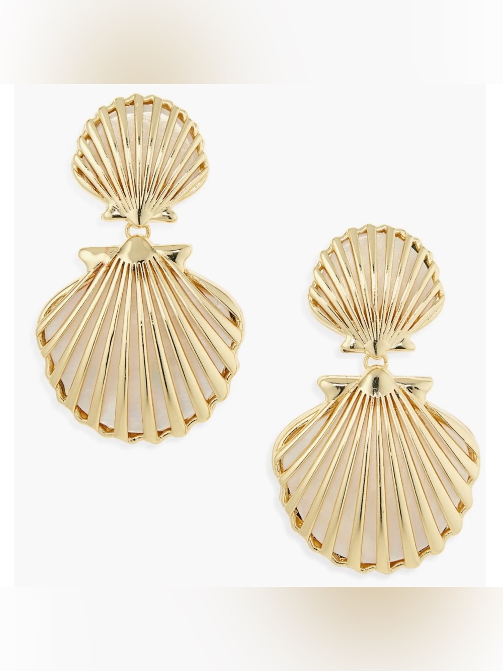 Gold-tone Seashell Statement Drop Earrings